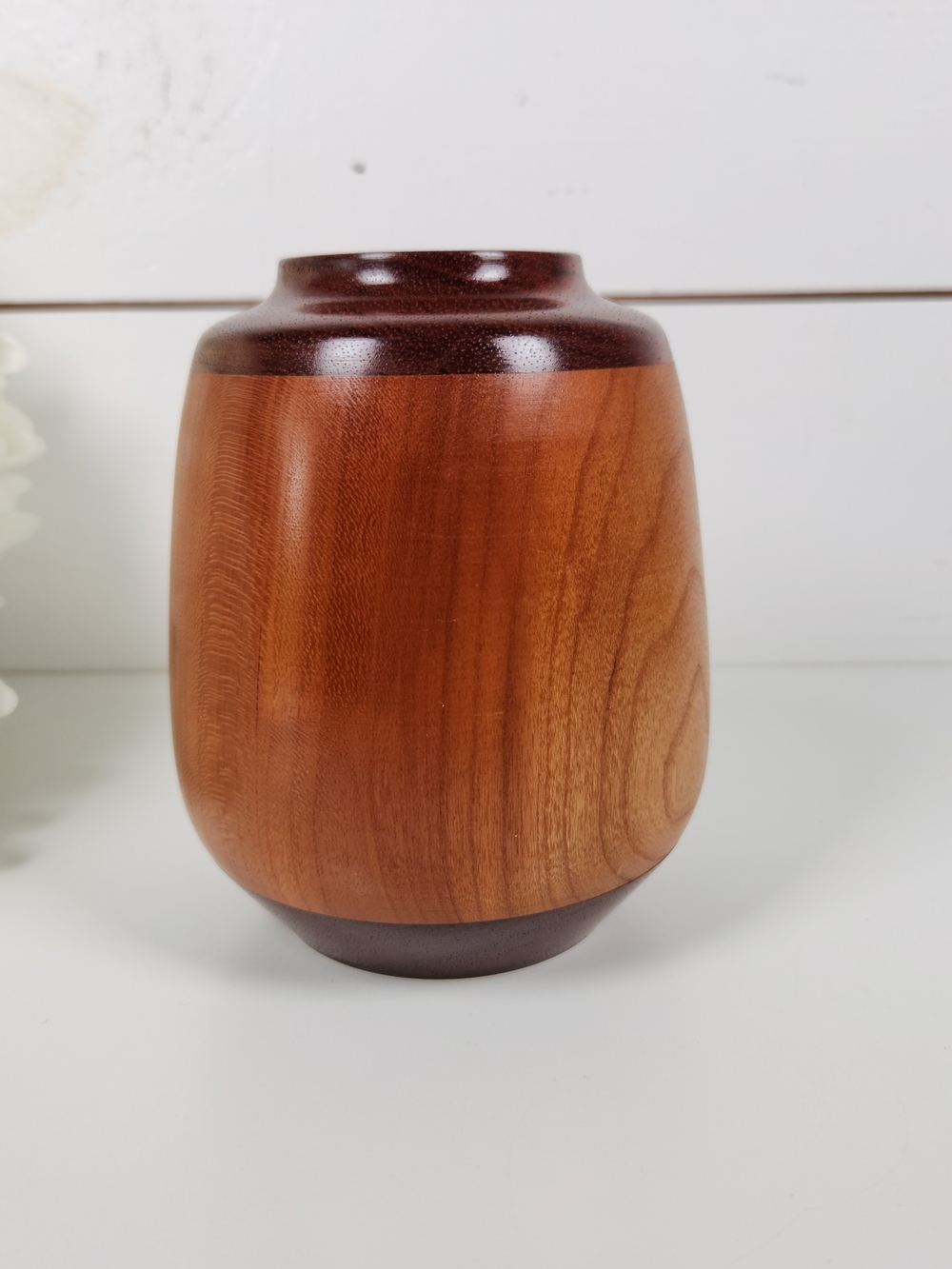 Vintage Hand Turned Wood Vase 5" | Mid Century | MCM Vase | Wooden Vessel